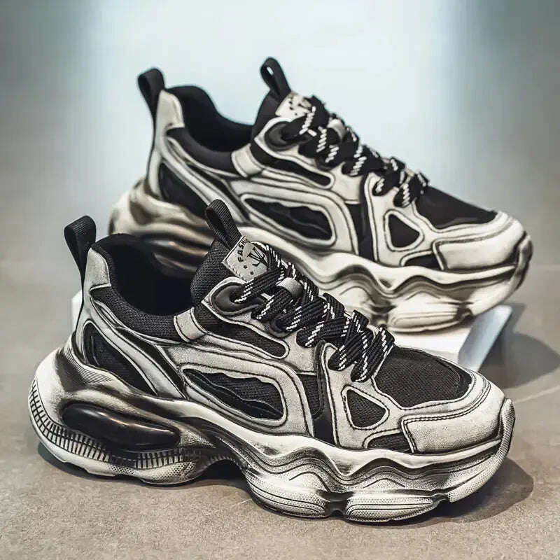 Personalized Brush Color Mesh Casual Height Increasing Men's Sneaker Meifu Market