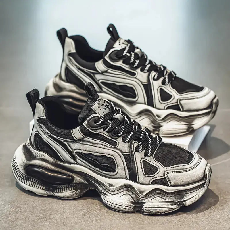 Personalized Brush Color Mesh Casual Height Increasing Men's Sneaker Meifu Market