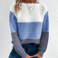 Pullover Knitted Sweater Fashion Round Neck Splicing Knitwear Loose Top Women's Clothing Meifu Market