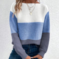 Pullover Knitted Sweater Fashion Round Neck Splicing Knitwear Loose Top Women's Clothing Meifu Market