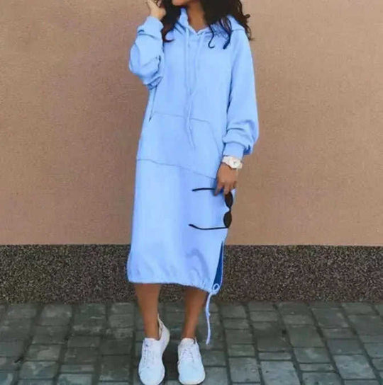 Casual Long-sleeved Hooded Sweater With Pocket Fashion Drawstring Long Sweatshirt Womens Clothing Meifu Market