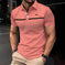 Men's Slim-Fit Printed Lapel Short-Sleeve Polo Shirt S - styled bvodoz men's colorblock lapel short sleeve zipper slim fit...