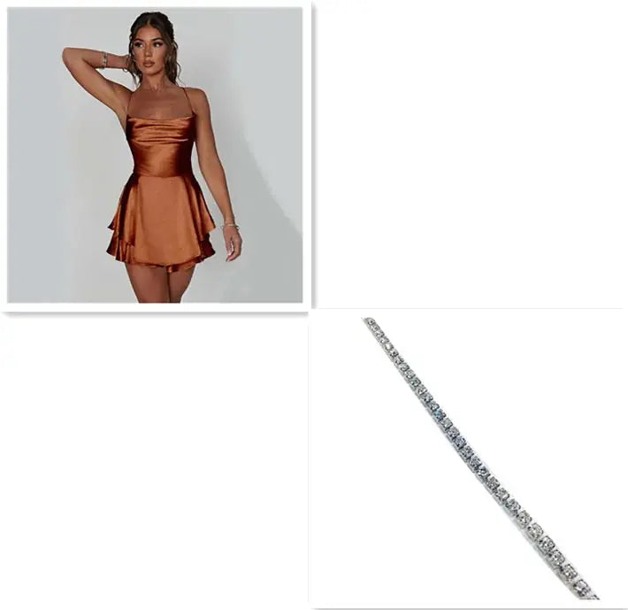 sexy suspender skirt for women | satin backless dress | lace up short dress | energy saving