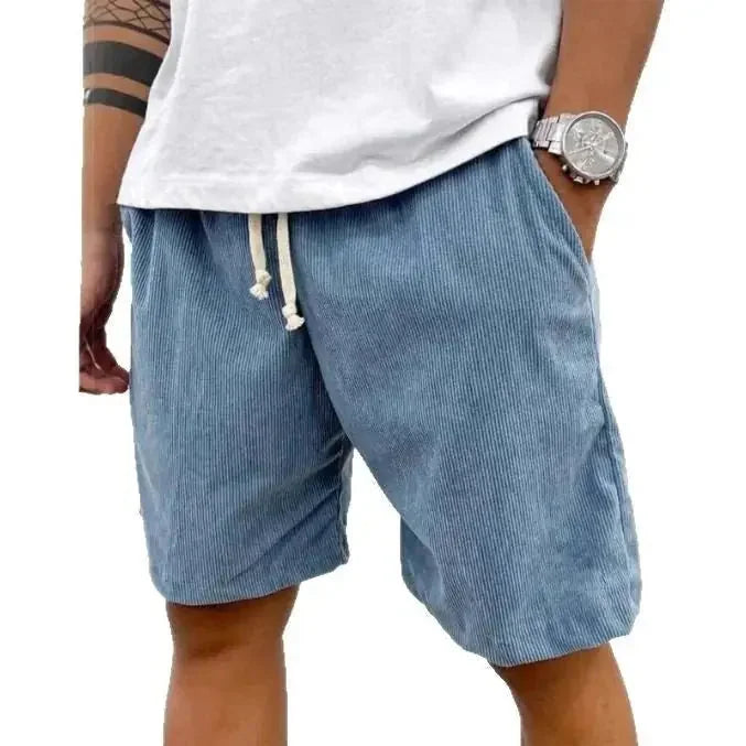 heavyweight corduroy shorts | mens drawstring waist shorts | casual cargo pocket shorts | energy saving