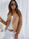 Zip-up Lapel Jacket With Pockets Ins Fashion Long Sleeve Short Tops Women's Clothing Meifu Market