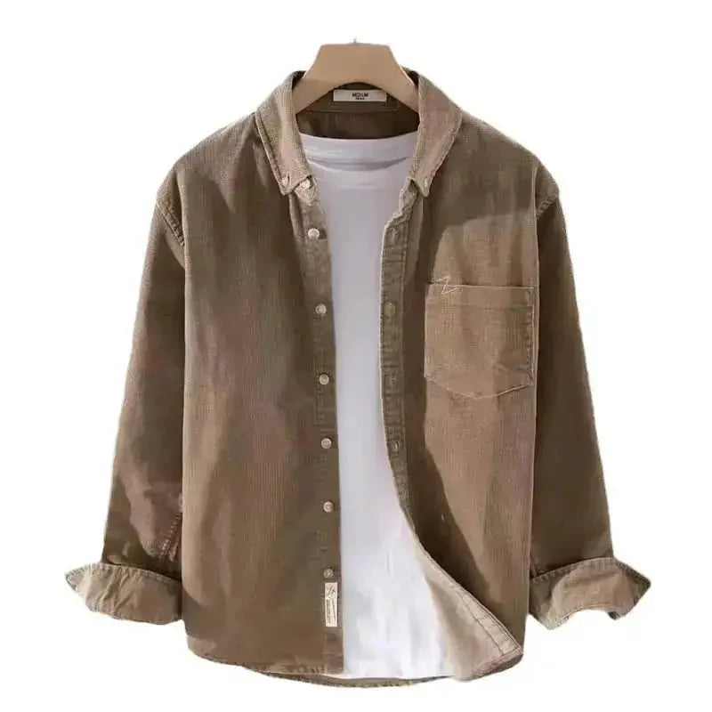 heavyweight corduroy shirt | relaxed fit mens shirt | vintage style shirt | energy saving