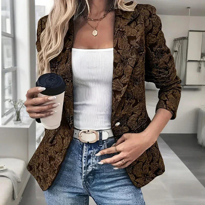Women's Fall Business Casual Jacket 2025, Chic Floral Single Button Long Sleeve Blazer Meifu Market