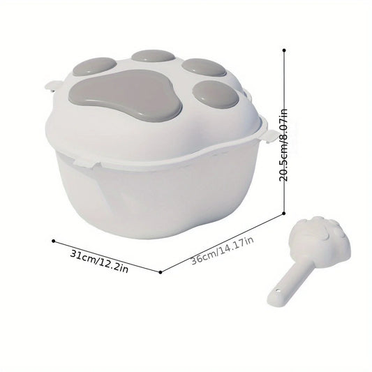 WhiskerFresh Cat Food Storage Container - Food Storage for Freshness and Security - Claw-Shaped Design, Airtight Seal, Easy Cleaning, and Space-Saving Solution for Pet Owners