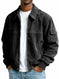Men's Retro Corduroy Jacket - Casual Long Sleeve Pocket Coat Navy Blue - available style options