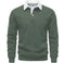 Men's Fashion Casual Versatile Long Sleeves Polo Collar Sweater Navy Blue - color variant display