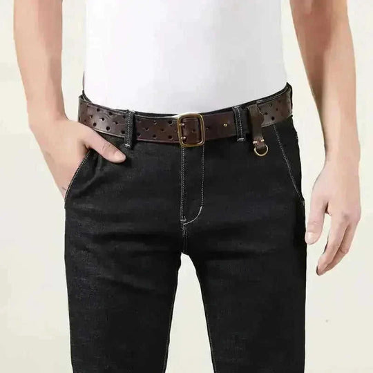 genuine cowhide leather belt | 15 inch wide mens belt | brass buckle jeans belt | energy saving