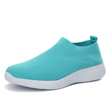 Stretch Mesh Breathable Flats Shoes Soft Sole Fly Knit Slip On Shoes Meifu Market