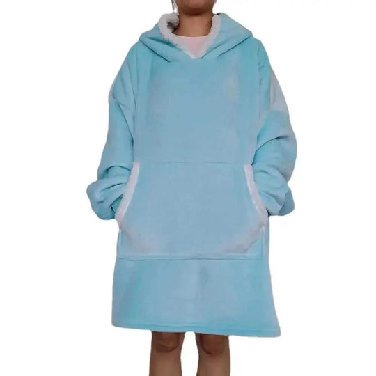 fleece-lined pullover | double layer composite fabric | thick flannel home wear | energy saving