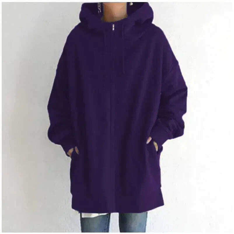 Women's Oversized Hooded Coat - Loose Fit Velvet Sweatshirt S-5XL Meifu Market