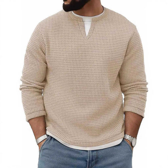 Mens FallWinter Two-Piece Crew-Neck Long-Sleeve Top M - in use demonstration