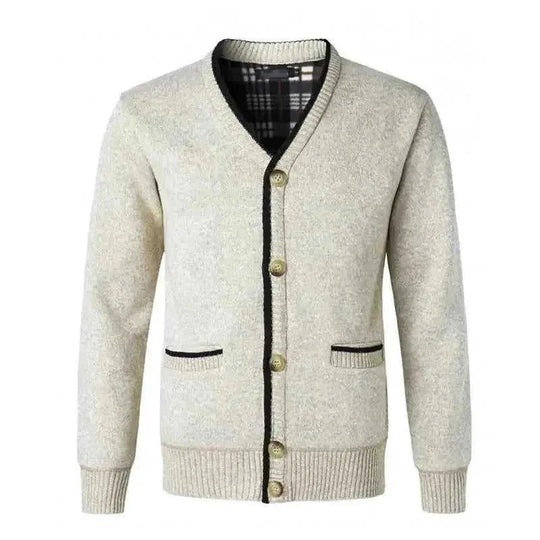 fleece-lined cardigan | cotton knitwear coat | winter dad coat | ultrasonic cleaning
