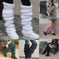 Autumn And Winter New Solid Color Mohair Long Tube Pile Style Foot Women's Fashion Casual Knitted Bunching Socks Khaki - f...