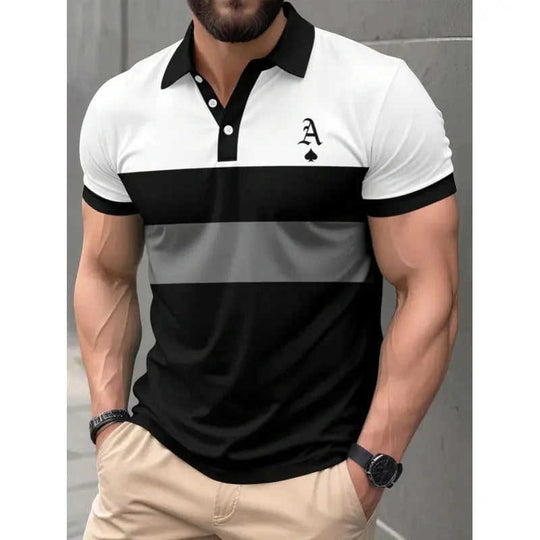 Men's 3D-Printed Short-Sleeve Polo Shirt - Bold Graphic Button-Up Top - Meifu Market