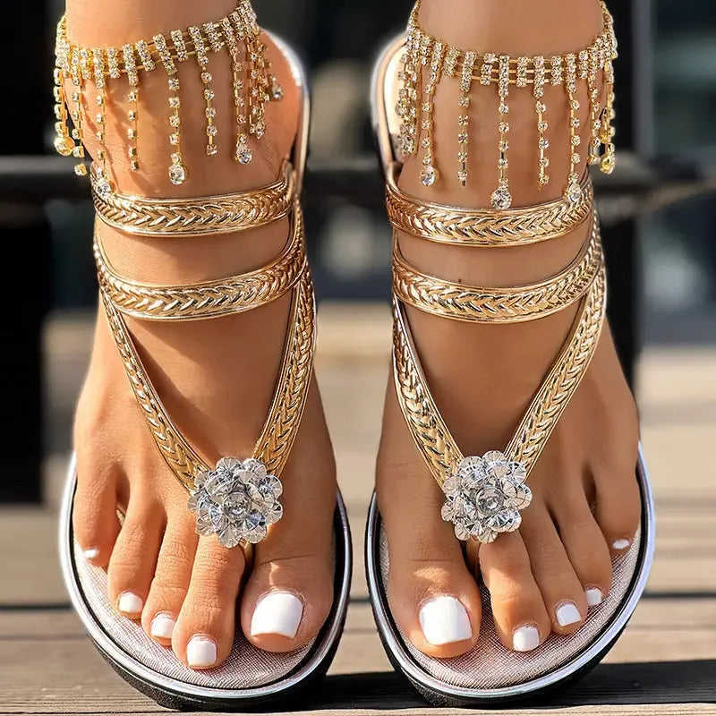 Floral Pattern Flip-Flops Comfortable Casual Summer Beach Slippers - Anklet Not Included Meifu Market