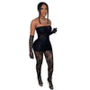 Women's Fashion Lace Tube Top High Waist Tight Body Stocking Long Pants Suit 