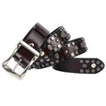 mens punk style leather belt | heavy duty belt for daily wear | adjustable belt with metal rivets | energy saving