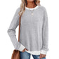 Color Matching Casual Round Neck Pullover Long Sleeve Top Meifu Market