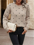 Ins Polka Dot Print Pullover Sweater Fashion Casual Long-sleeved Jacquard Knitted Top Winter Round Neck Clothing For Women Meifu Market