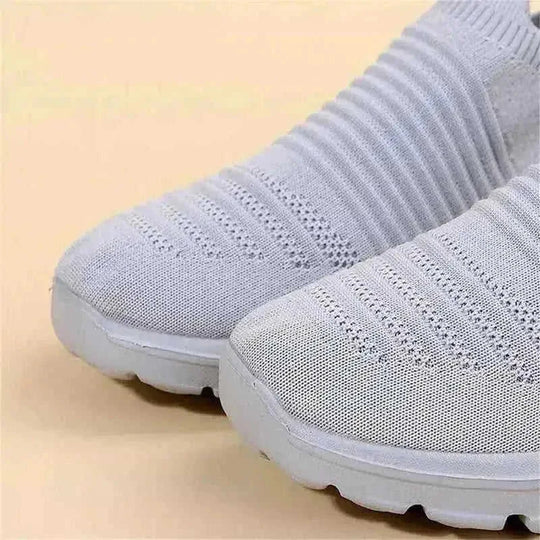breathable knit fabric shoes | lightweight walking sneakers women | slip-on running flats | ultrasonic cleaning