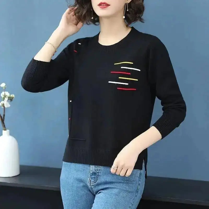 loose fit knit sweater | soft acrylic blend sweater | long sleeve pullover women | energy saving