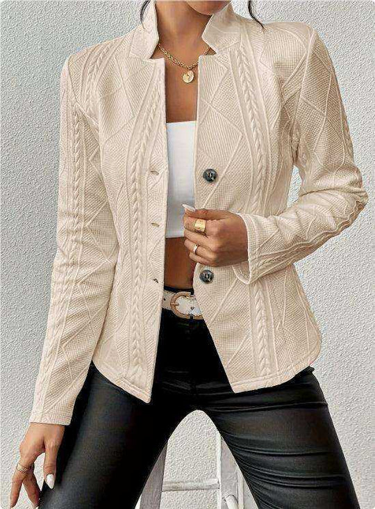 Women's Blazer Jacket Suit Coat Single-breasted Stand Collar Tops Slim Outerwear Temperament Office Jacket Meifu Market