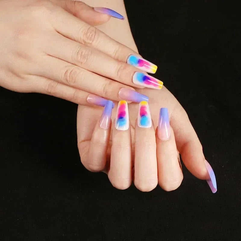 press-on nails for women | coffin shaped acrylic nails | long stiletto fake nails | ultrasonic cleaning