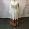 Boho Chic Maxi Dress, Women's Vintage-Inspired Lace Trim With Deep V-Neck Elegant Dress, No Belt Included - Meifu Market