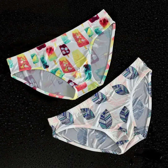 Men's Ice Silk Printed Briefs Breathable Seamless Underwear Meifu Market