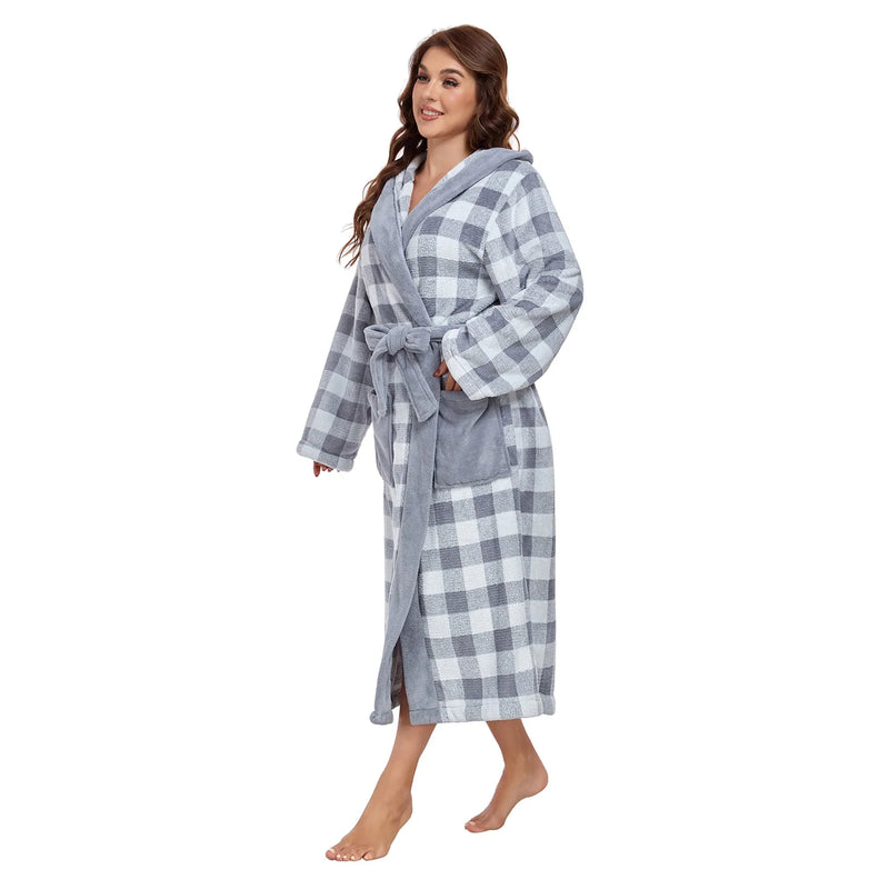 RONGTAI Luxury Plush Absorbency Robe For Women Extra Long Fleece Bathrobe With Hood & Pockets Warm Terry Cloth Loungewear Meifu Market