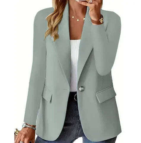 Ins Lapel Button Jacket Fashion Commuter Casual Suit Jacket Women's Long-sleeved Tops Outwear Clothing Meifu Market
