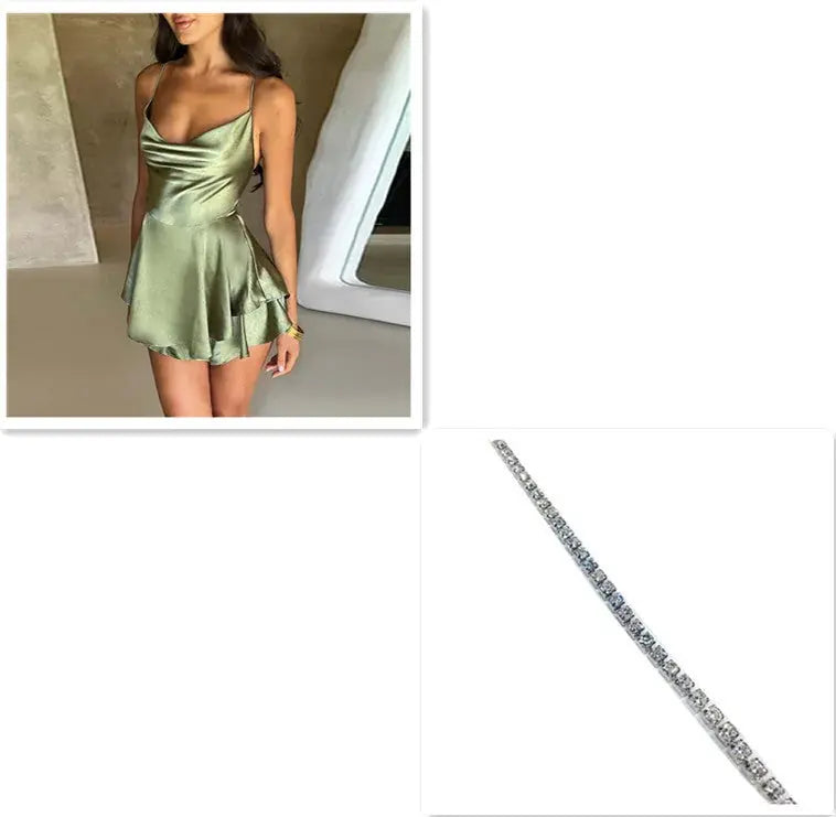 sexy suspender skirt for women | satin backless dress | lace up short dress | energy saving