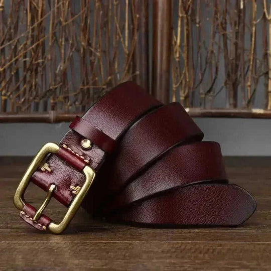 cowhide leather belt | solid brass buckle | adjustable belt for men | energy saving