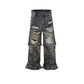 Camouflage Stitching Micro-pull Wide Leg Ripped Ripped Jeans Meifu Market