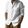 long sleeve stand collar shirt | mens casual shirt with pockets | cotton linen blend shirt | ultrasonic cleaning