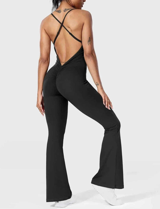 solid color sling jumpsuit | nylon spandex fabric | one piece yoga outfit | ultrasonic cleaning