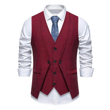 European And American Style Retro Vest Man Host Formal Dress Fake Two-pieces Coats