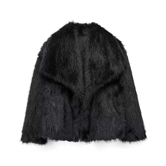 plush sherpa coat for women | long winter coat with lapel | thickened warm jacket | ultrasonic cleaning