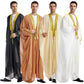 long sleeve chiffon robe | embroidered mens arabic robe | golden ball tassel details | ultrasonic cleaning