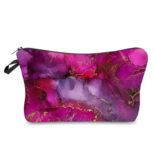 marble pattern makeup bag | vegan leather cosmetic organizer | waterproof cosmetic pouch | energy saving