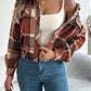 Autumn And Winter Casual Plaid Pocket Long Sleeve Woolen Jacket Coat Meifu Market