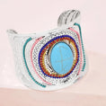 elastic turquoise bracelet | adjustable boho bangle | vintage tribal jewelry | ultrasonic cleaning