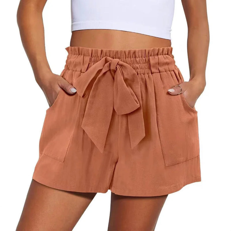 elastic waist shorts for women | drawstring casual shorts | summer solid color shorts | energy saving