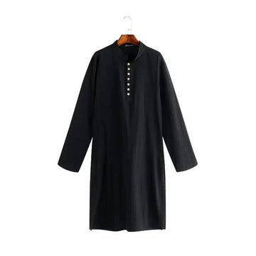 long sleeve cotton robe | lightweight linen thobe | breathable muslim clothing | energy saving