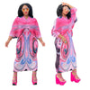 European And American V-neck Batwing Sleeve Printing Dress 