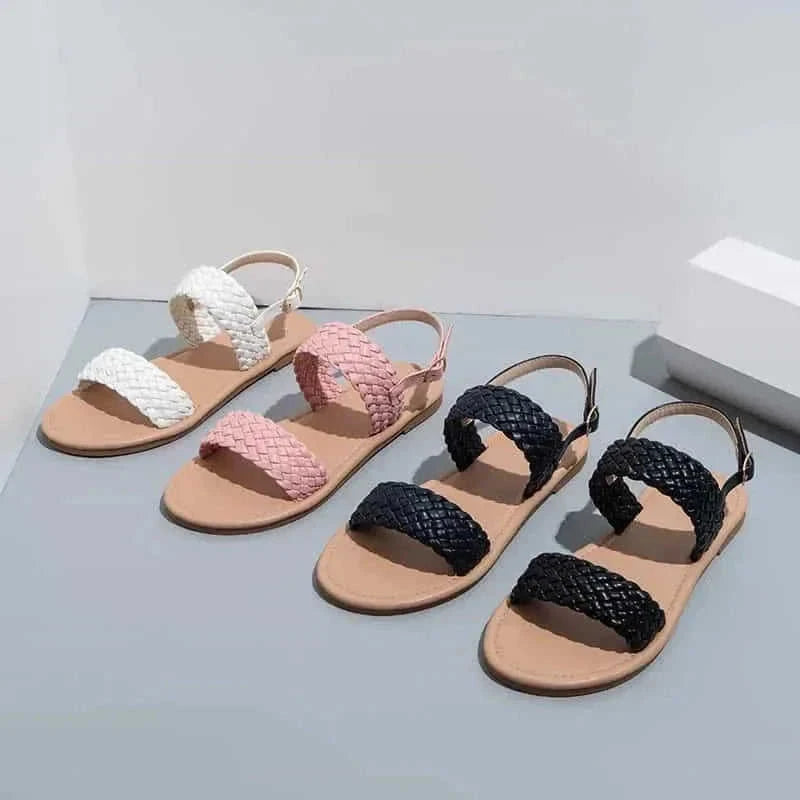 woven leather sandals for women | adjustable ankle strap sandals | lightweight beach walking shoes | ultrasonic cleaning